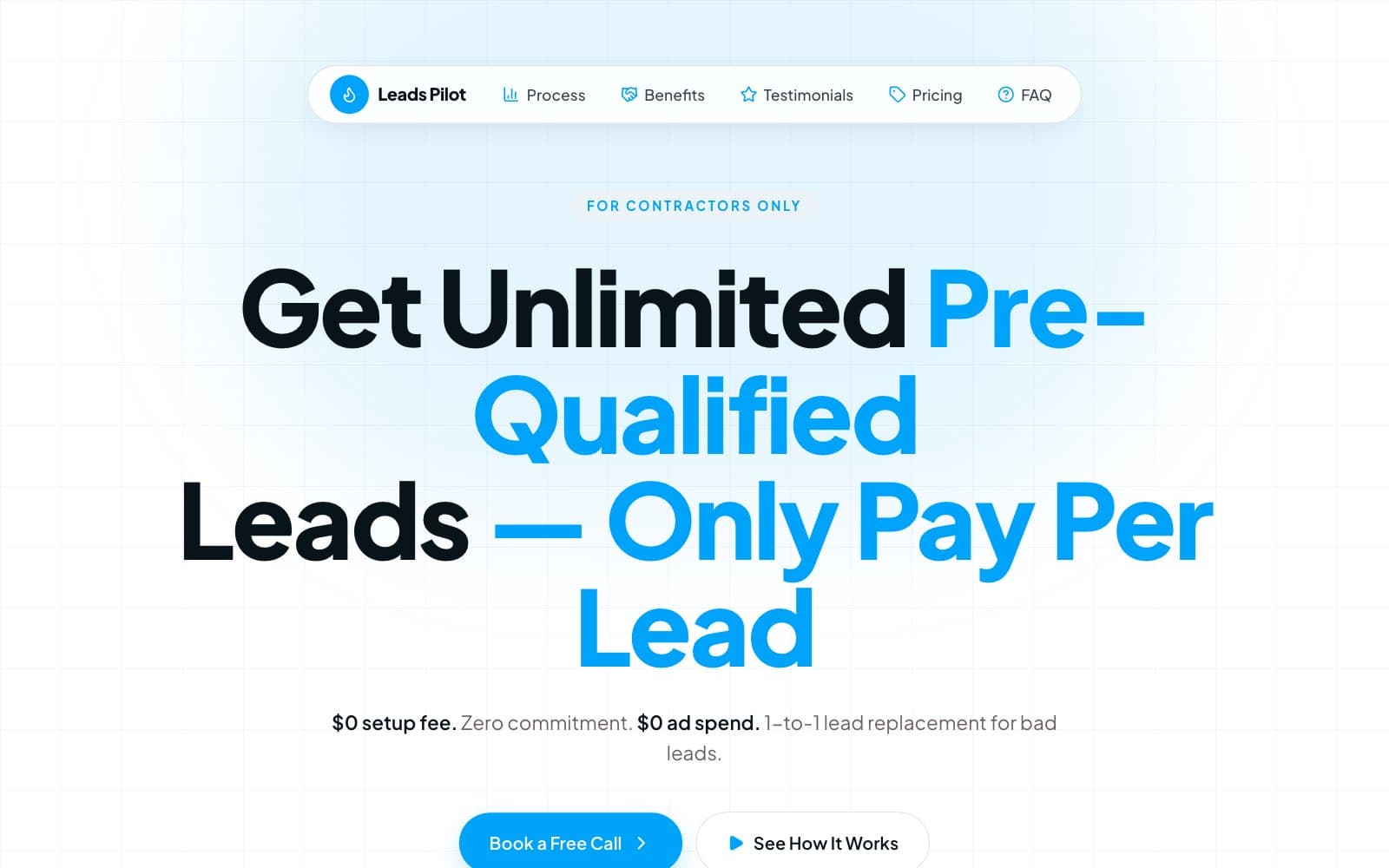 Leads Pilot's site: pre-qualified leads for contractors, paid per lead